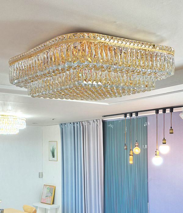 밍크골드 사각 17등 대형 크리스탈거실등 거실전등