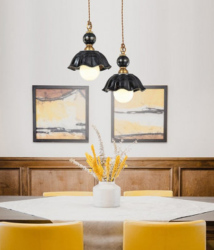 버터린 블랙 공 도자기 1등, 2등, 3등 펜던트전등 식탁등